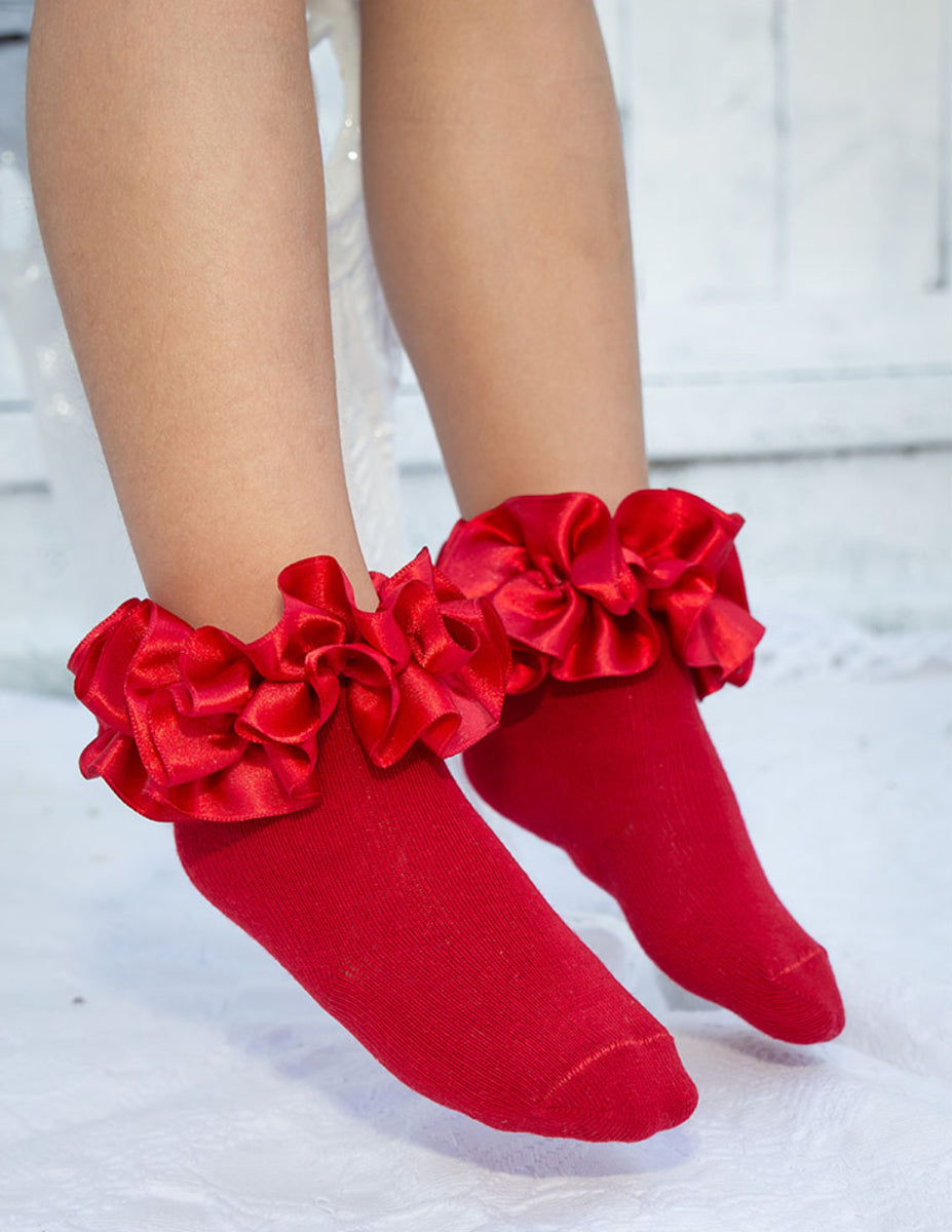 Caramelo Frilly Ankle Socks Red Liberty Rose Boutique