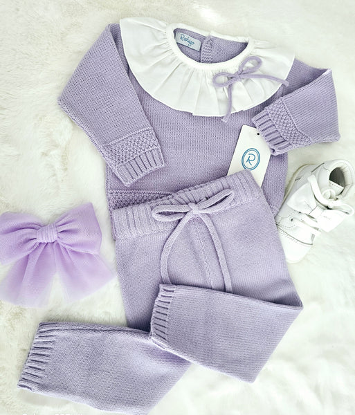 Rahigo knit lilac/white two piece tracksuit