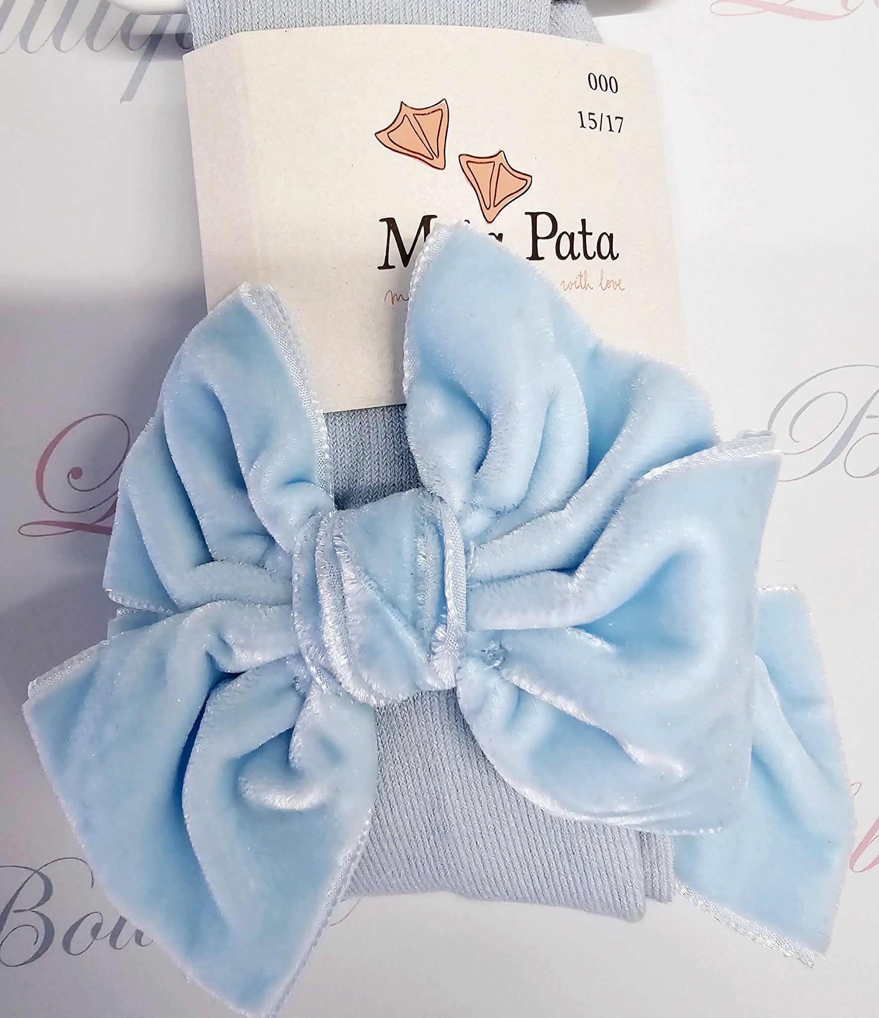 Meia Pata Velvet Bow Tights pale blue