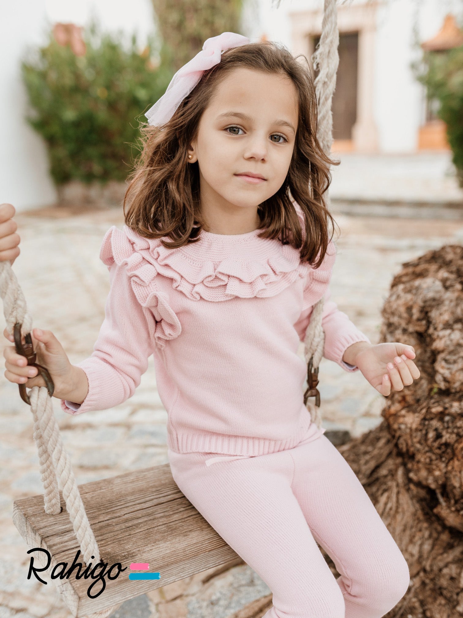 Rahigo pink two piece frilled tracksuit