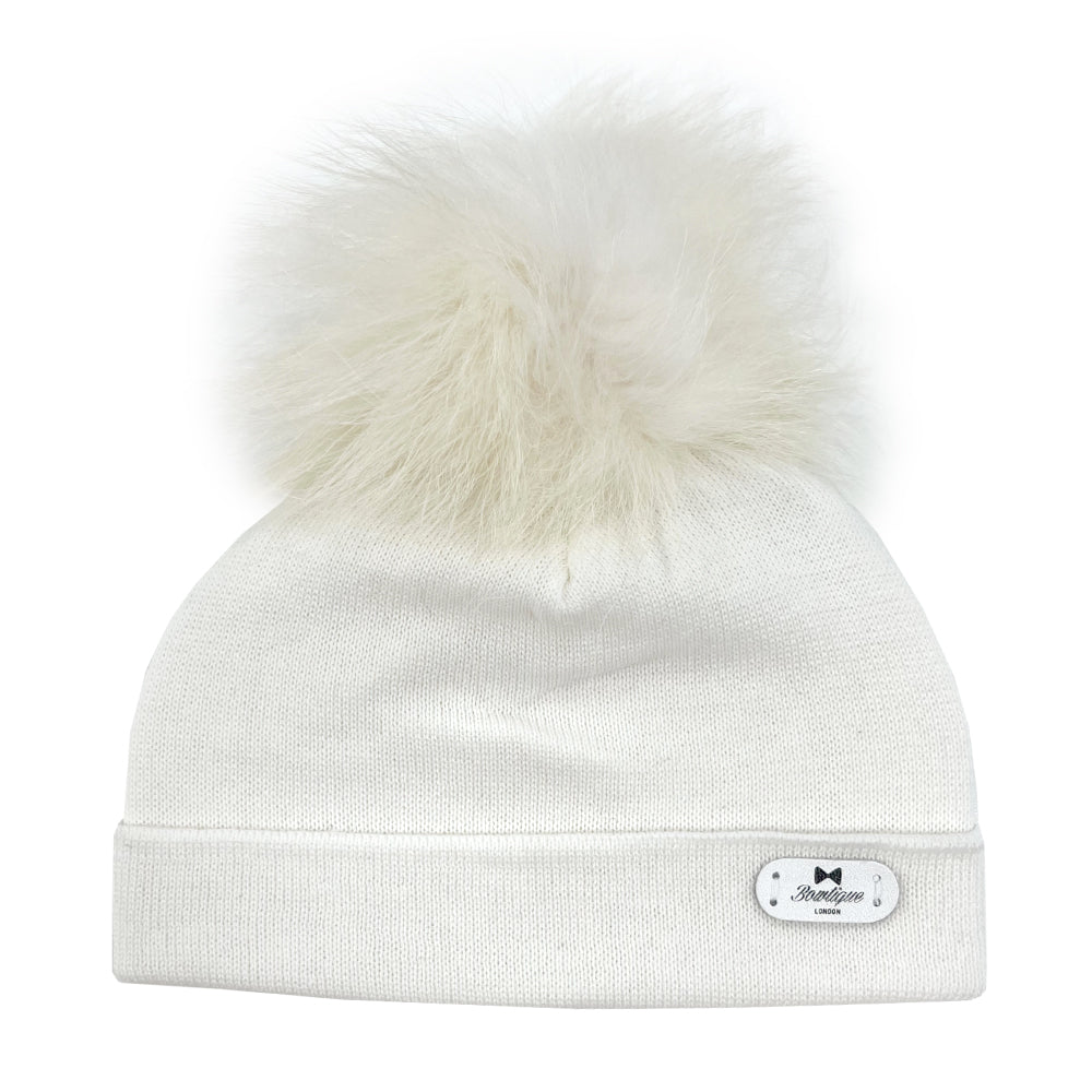 Bowtique London Matching Pom Hat Cream