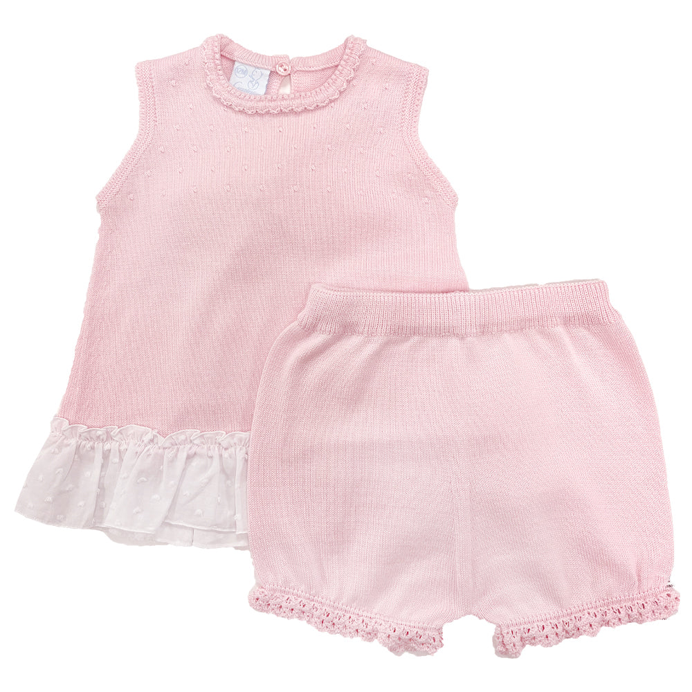 Granlei Bow Back Shorts Set Pink