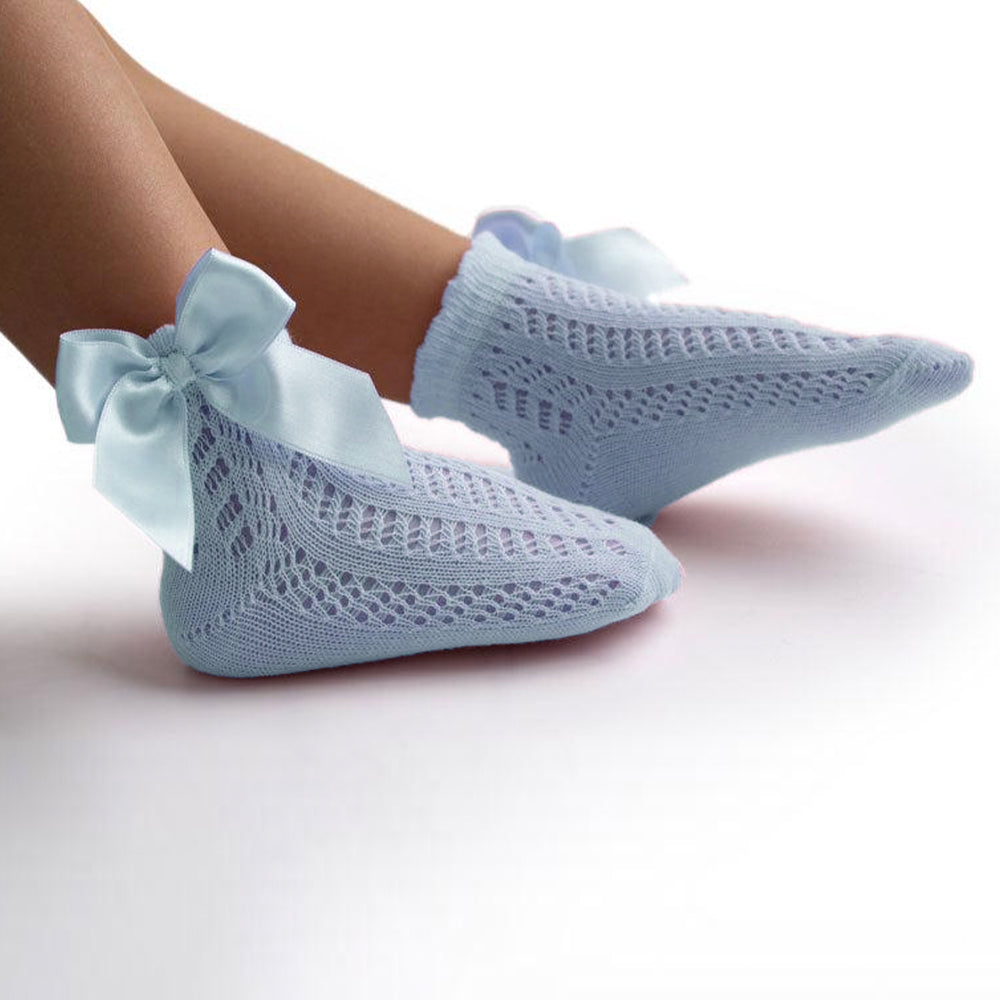 Meia Pata Ankle Bow Socks Pale Blue