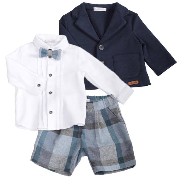 Barcellino Navy Check Shorts 4 Piece Outfit