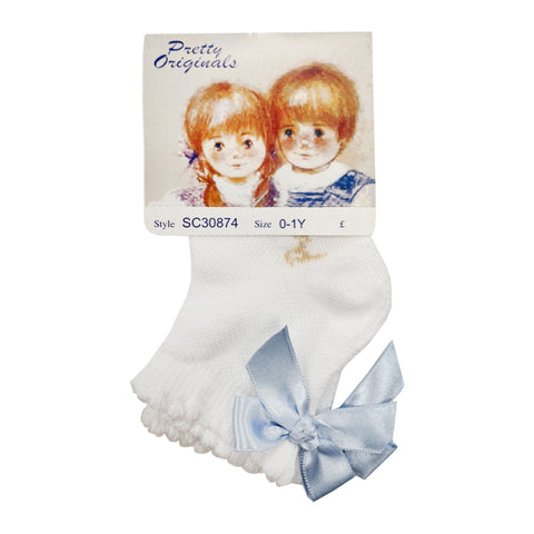 Pretty Originals Ankle Bow Socks White/Blue