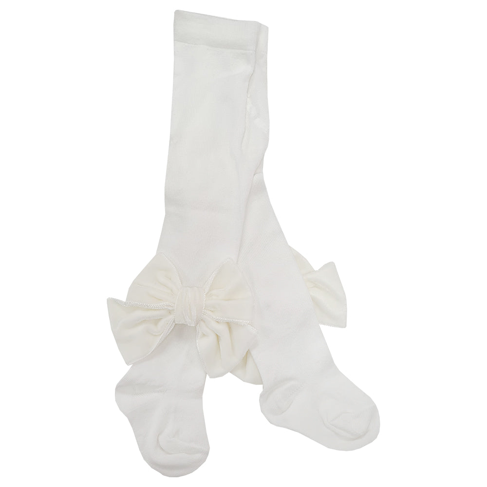 Meia Pata Velvet Bow Tights pale ivory