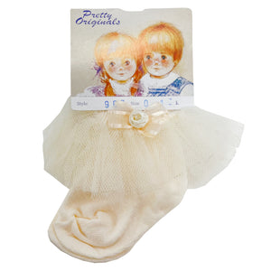 Pretty Originals Tulle Ankle Socks Cream