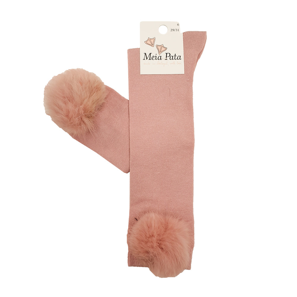 Meia Pata Fur Pom Pom Socks Dusky Pink