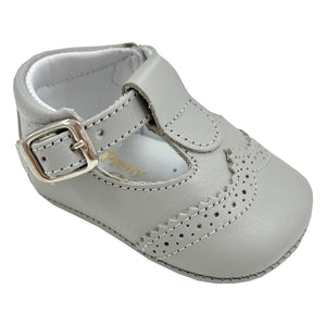 Pretty Original Scollop Leather T-bar Soft Sole Grey