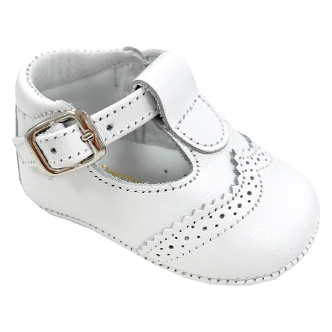 Pretty Original Scollop Leather T-bar Soft Sole White