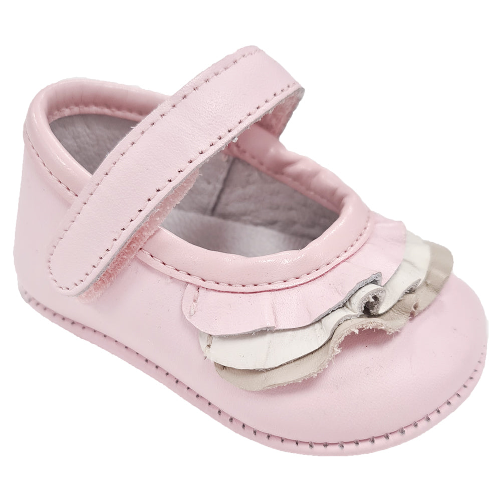 Pretty Originals Leather Frill Soft Sole Pink/Cream