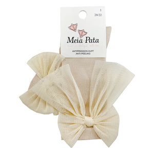 Meia Pata Long Organza Bow Socks Champagne